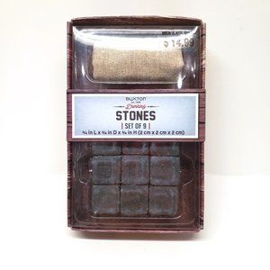 New Buxton Drinking Whiskey Stones Set of 9 w/Drawstring Bag Black Stones
